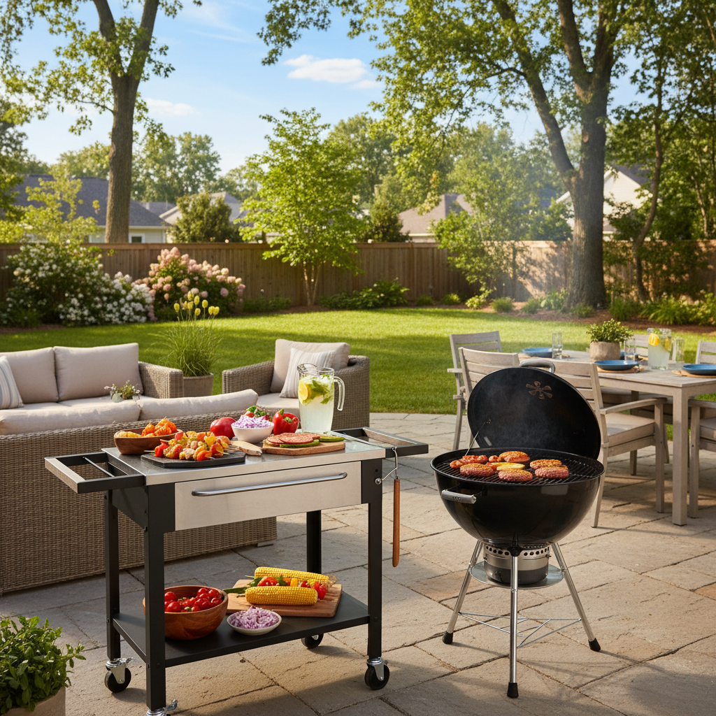Cramped Prep Space or Clutter Chaos? Telling Two Backyard BBQ Grill Cart Setup Problems Apart by Layout Clues