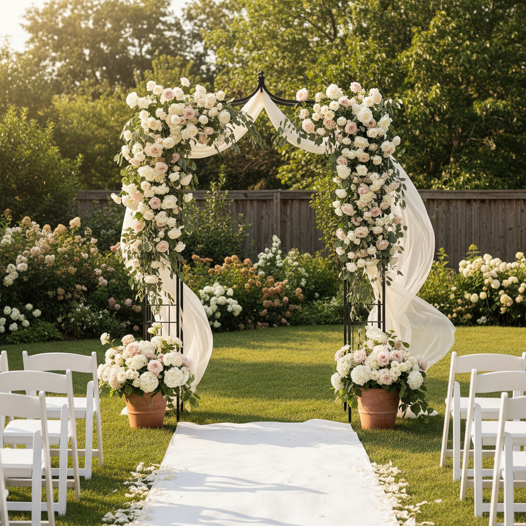 Smart Gardeners Spend on the Arch Frame and Skip the Fussy Florals in Metal Garden Arch Arbor for Wedding Decor