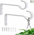 6 Inch 2 Pack Heavy Duty Outdoor Plant Hangers for Hanging Baskets, Iron Hanging Plant Brackets, Metal Plant Wall Hooks for Lantern, Bird Feeder, Windchime, White