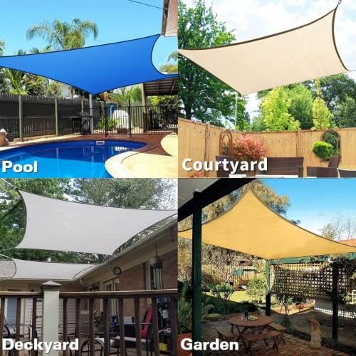 KANAGAWA 7'X10' Sand Custom Size Sun Shade Sail Rectangle UV Block Canopy Cover for Patio Backyard Lawn Garden Outdoor (Customized Available)