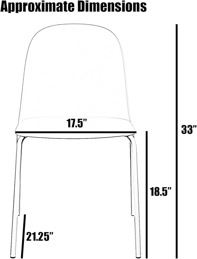 2xhome Modern Stackable Armless Dining Chair | Plastic Shell Seat with Metal Legs | Indoor or Outdoor Use | Home Kitchen Patio (1, White, No Padding)