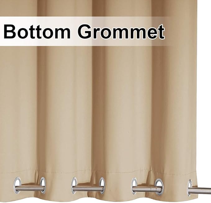 NICETOWN Outdoor Patio Curtain Windproof & Waterproof, Thermal Insulated Light Blocking Top & Bottom Grommets Drape, Windproof and Better Privacy for Porch, Biscotti Beige, W84 x L84, 1 Panel
