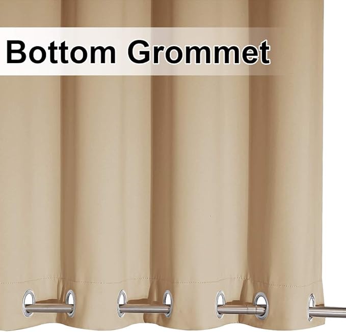 NICETOWN Outdoor Curtain for Patio Waterproof, Rustproof Grommet Top and Bottom Weighted Indoor Outdoor Divider Windproof Thermal Insulated Drape for Balcony, Biscotti Beige, 1 Panel, W100 x L120