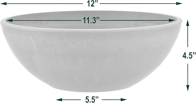 PSW Pot Collection M30TP 12-inch Plastic/Stone/Wood Composite Low Bowl Planter – No Drainage Hole (Drillable), Shallow Indoor/Outer Pot for Succulents, Bonsai, Fairy Gardens, Herbs, Taupe