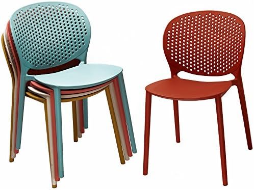 2xhome Modern Pool Patio Chair, Stackable Dining Side Chair for Indoor Outdoor Kitchen Living Room Restaurant, Blue