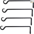 16 inch Plant Hanger, Sturdy Hanging Plant Bracket Outdoor, Hanging Plant Wall Hook Heavy Duty, for Hanging Bird Feeders, Planters, Lanterns, Wind Chimes, Indoor/Outdoor Use, Black, Set of 4