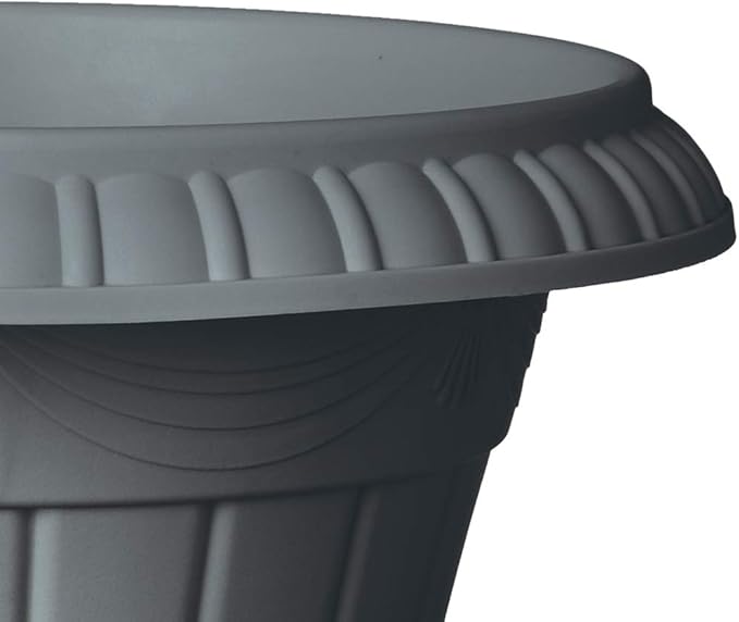 Arcadia Garden Products PL20GY Classic Traditional Plastic Urn Planter Indoor/Outdoor, 10" x 12", Gray