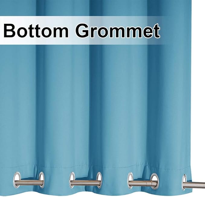 NICETOWN 2 Panels Weighted Outdoor Curtains 84 inch Long, Stainless Grommet Top & Bottom, Waterproof & Windproof Thermal Insulated Sun Blocking Privacy Curtains for Gazebo/Pergola, Teal Blue, 52" W