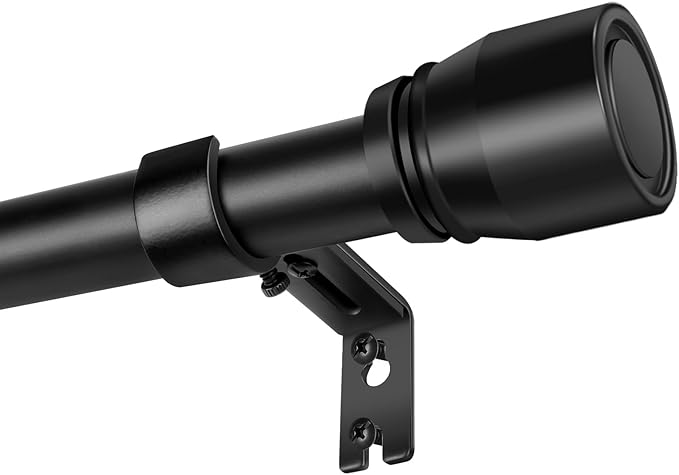 1” Diameter Matte Black Curtain Rod Itself is 30-60 inch 2 Pack, Fit 30 to 56 Windows with Heavy Duty Adjustable Telescopic Rod，Splicing Metal Extra Long Curtain Rod for Windows Sliding Glass Door