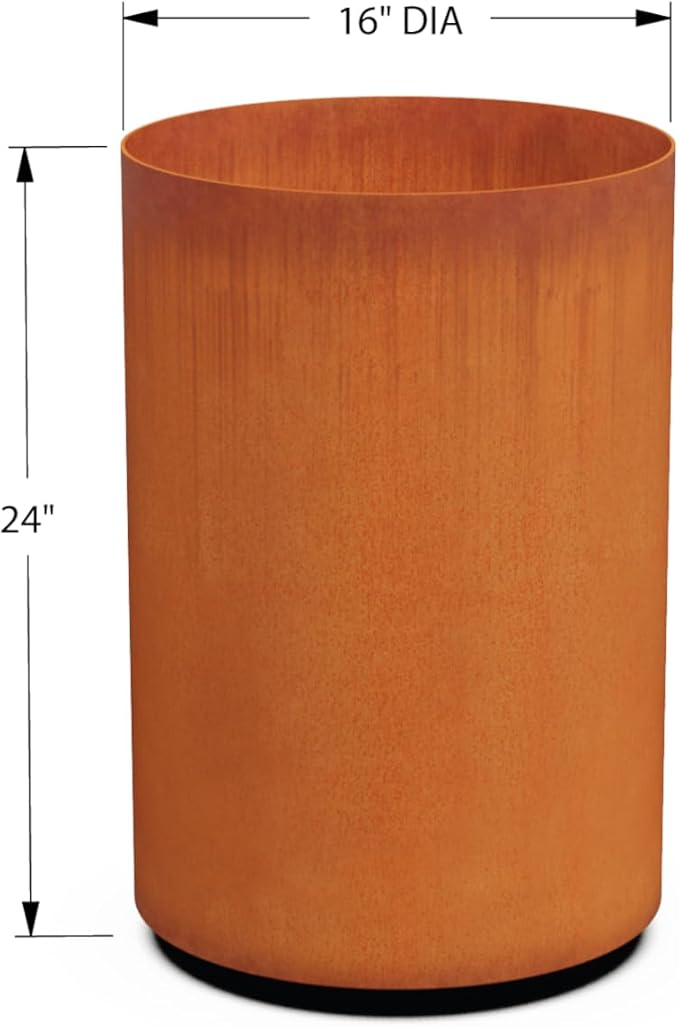 PLANTERCRAFT Corten Steel Metal Planter Box, Round Sizes, Modern Garden Steel planters for Commercial and Residential Outdoor Use.