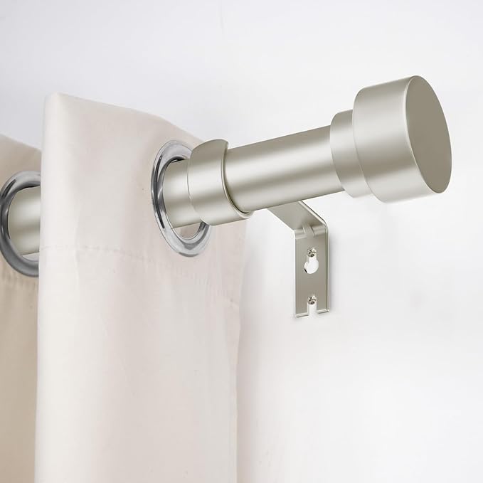 Curtain Rods for Windows 32 to 240, 1 Inch Adjustable Heavy Duty Long Window Curtain Rod with Simple End Caps, Outdoor Drapery Rods for Patio, Size 32"-240", Brushed Nickel