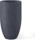 Kante 24 Inch Tall Round Concrete Planter, Large Indoor Outdoor Plant Pots with Drainage Hole and Rubber Plug, Modern Decorative Garden Pots for Home Patio Porch, Charcoal