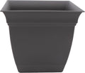 The HC Companies Eclipse Square Plastic Planter w/ Attached Saucer - Outdoor & Indoor Plant Pot with Drainage Holes - Lightweight, UV-Resistant Plastic Pots For Plants (12" Warm Gray, Pack of 1)