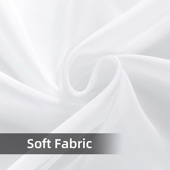 SpaceDresser Waterproof Outdoor Sheer Curtains for Patio - 2 Panels Rod Pocket Indoor Voile Sheer Curtain for Living Room,100W x 120L inch, White