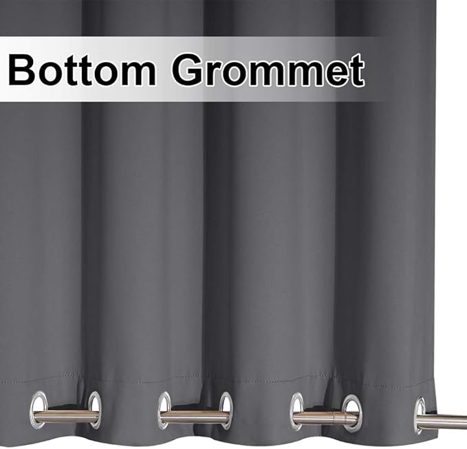 NICETOWN 2 Panels Outdoor Curtains for Patio Waterproof 108" Length, Thermal Insulated Rustproof Top and Bottom Grommet Fixed Weighted Blackout Outdoor Drapes for Porch/Gazebo, Grey, W84 x L108