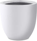 Kante 16.5" Dia Round Concrete Planter, Large Outdoor Modern Indoor Decorative Plant Pots with Drainage Hole and Rubber Plug for Home and Garden, Pure White