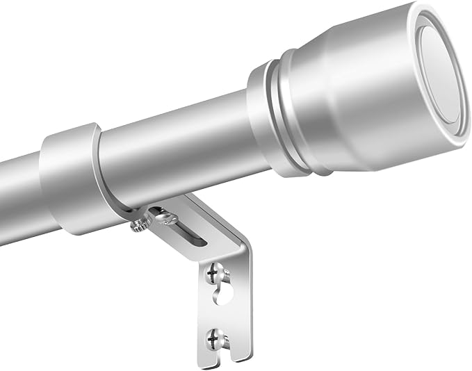 1” Diameter Silver Curtain Rod Itself is 30-60 inch 2 Pack, Fit 30 to 56 Windows with Heavy Duty Adjustable Telescopic Rod，Splicing Metal Extra Long Curtain Rod for Windows Sliding Glass Door