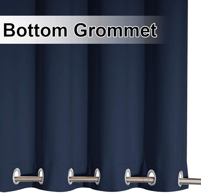 NICETOWN Gazebo Curtains Outdoor Waterproof & Windproof 95 inch Length, Top and Bottom Wind-Break Outdoor Living Divider Thermal Insulated Blackout Blinds for Patio, 52" Wide, 1 Panel, Navy Blue