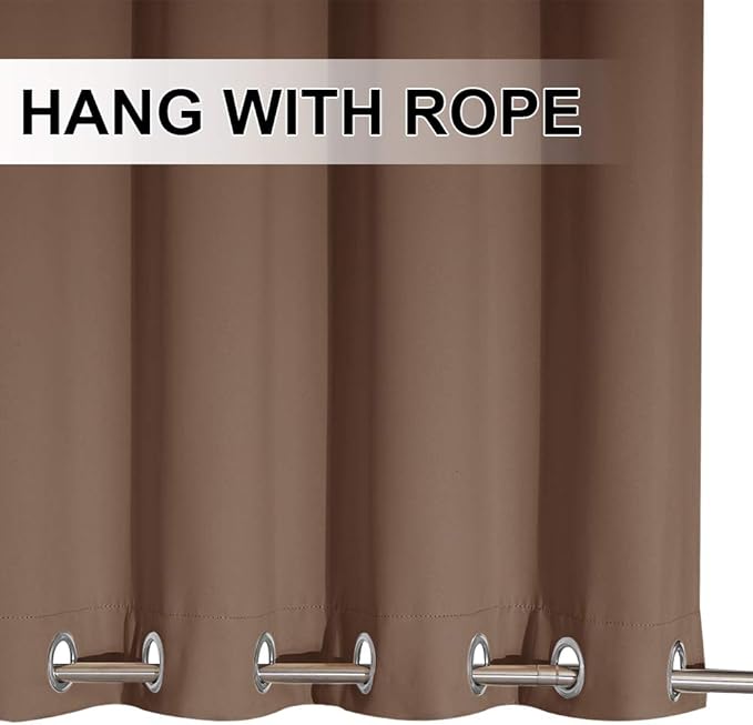 NICETOWN Outdoor Curtain for Patio Waterproof, Thermal Insulated Top and Bottom Grommets Blackout Indoor Outdoor Drape, Windproof and Keep Privacy for Pergola (1 Panel, W52 x L95 inch, Tan-Khaki)