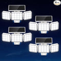 WdtPro Solar Lights Outdoor Motion Sensor 4Pack, 3500LM Bright Solar Flood Lights Outdoor, Adjustable & Upgrade Glass Panel, Wireless LED Solar Powered Security Spot Lights Waterproof for Yard-White
