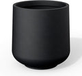 Kante 11.6" Dia Round Concrete Planter, Outdoor Indoor Large Plant Pots Containers with Drainage Hole and Rubber Plug for Home Garden Patio, Black