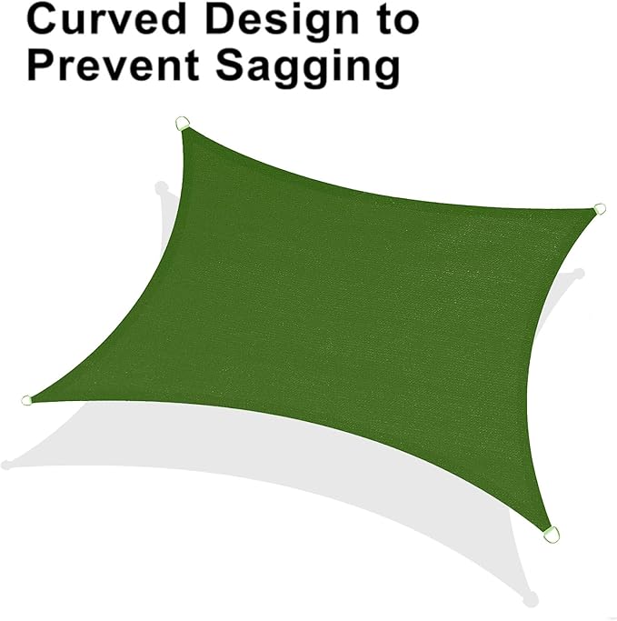 LOVE STORY Custom Size 8'x15' Piquant Green Sun Shade Sail Rectangle UV Block Canopy Patio Sail Sunshades Fabric for Outdoor Garden Carport (We Make Custom Size)