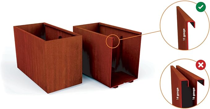 Plantercraft Corten Steel Planters | 24" High Large Round Planters for Outdoor Plants | Modern Extra Large Metal Planter for Porch & Patio Decor