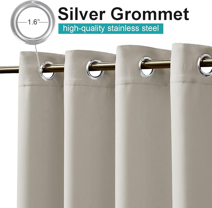 NICETOWN Outdoor Curtain for Patio Waterproof, W66 x L84 inch Blackout Thermal Insulating Outside Curtain for Gazebo Pavilion Pergola, Weatherproof Curtain for Summer, 1 Panel, Natural