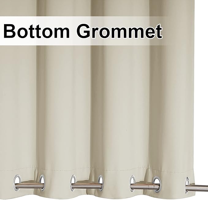 NICETOWN Waterproof Patio Outdoor Curtain and Drape Extra Wide, Thermal Insulated Top and Bottom Grommet Keep Sun & Rain Out Public Divider for Porch/Arbor, Beige, 1 Panel, W100 by L95
