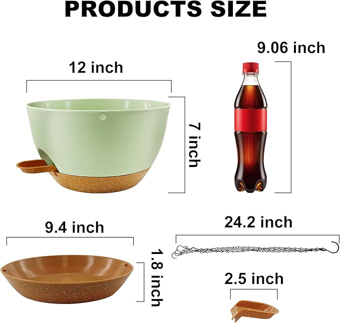 12 inch Hanging Planters for Indoor Plants, 2 Pack Self-Watering Hanging Planter Pots with Chain and Drainage Holes, Outdoor Plastic Hanging Baskets for Garden Home Decor