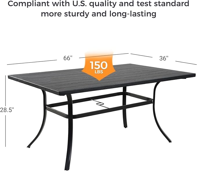 Grand patio Outdoor Dining Set, 7-Piece Patio Table and Chairs Set, Metal Woven Wicker Swivel Patio Chairs with Thickened Cushions & 1 Rectangular Woodgrain Dining Table with Umbrella Hole (Natural)