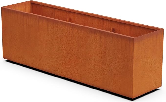 Plantercraft Large Rectangular Planters for Outdoor Plants – 72x18x24 Extra Large Corten Steel Planter | Heavy-Duty Metal Planter Box for Patios, Decks and Commercial Landscapes