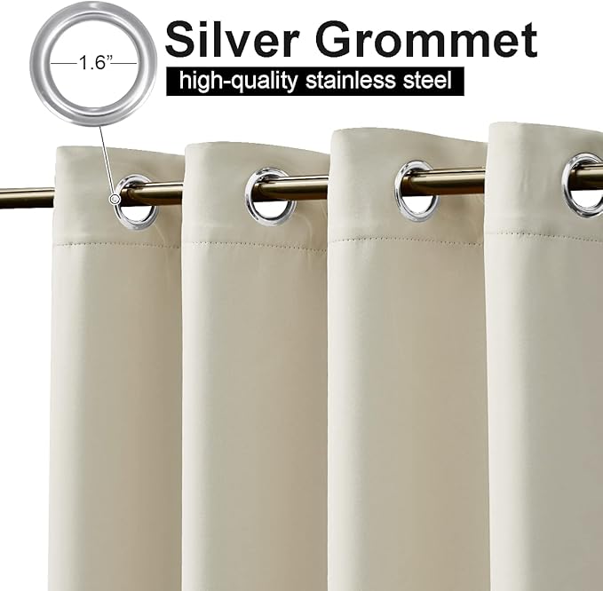 NICETOWN Weighted Outdoor Curtain for Patio Waterproof, Rustproof Grommet Top and Bottom Outdoor Divider Windproof Thermal Insulated Drape for Balcony/Cabana, Beige, 1 Panel, W100 x L108