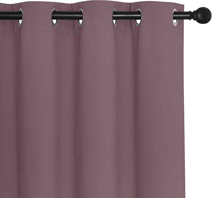 NICETOWN Blackout Curtains 72 inches Long, Grommet Privacy Window Treatment Thermal Insulated Room Darkening Sliding Glass Door Drape for Bedroom Living Room, 1 Panel, W100 x L72, Dry Rose