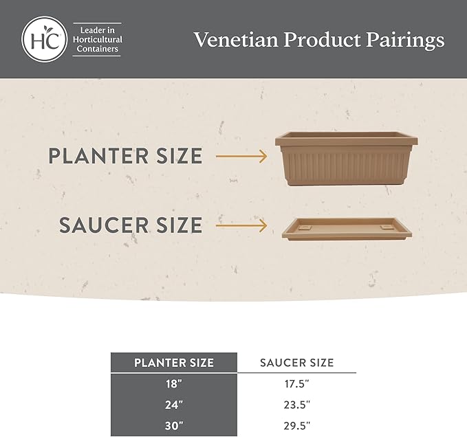 The HC Companies 24 Inch Venetian Window Planter Box with Drainage Plug, Lightweight UV-Resistant Plastic Indoor & Outdoor Planters, 2-Pack Flower Box for Garden & Home Decor, Warm Gray