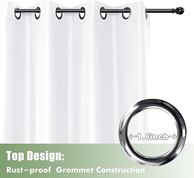 HolidayIdeas Outdoor Curtains for Patio Waterproof, 6 Panels - 54x84 Inches - Weatherproof Privacy Outsides Curtains for Cabana Porch Pergola, Sunlight & UV Blocking (White, Grommet Top)