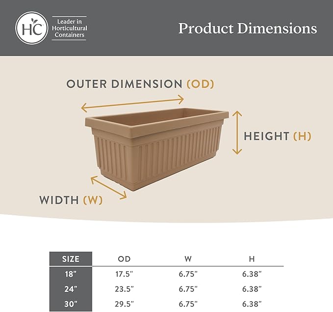 The HC Companies 24 Inch Venetian Window Planter Box with Drainage Plug, Lightweight UV-Resistant Plastic Indoor & Outdoor Planters, 2-Pack Flower Box for Garden & Home Decor, White