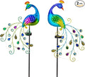 DREAMSOUL 2 Pack Peacock Solar Lights Outdoor, Waterproof Metal Peacock Outdoor Solar Lights for Yards Pathway Lawn Decoration Peacock Gifts