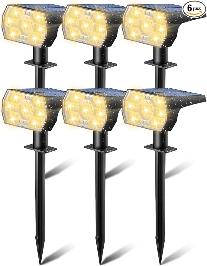 Kaxiida Solar Lights Outdoor Waterproof IP68, 3 Lighting Models Solar Powered Spot Lights Outdoor, 56LED Light Dusk to Dawn for Yard Patio Garden Pathway Landscape Lighting
