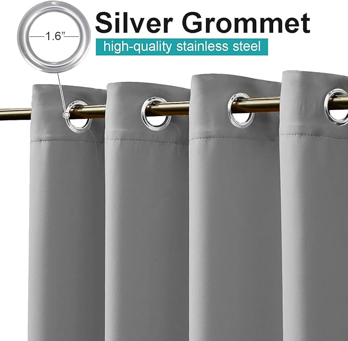 NICETOWN Patio Curtains Outdoor Waterproof, Sun Blocking Weatherproof Porch Blind Thermal Insulated Outside Covering, Privacy Shades for Pergola/Balcony, W52 x L72 inch, Silver Gray, 1 Panel