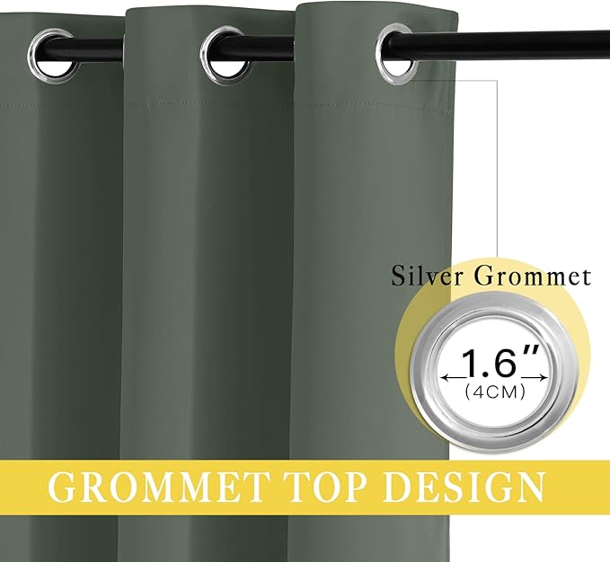 NICETOWN Blackout Curtains 63 Inhces Long for Half Windows, Thermal Curtain Grommet Room Darkening Window Treatment for Bedroom Living Room, Dark Mallard, 1 Panel, W46 x L63