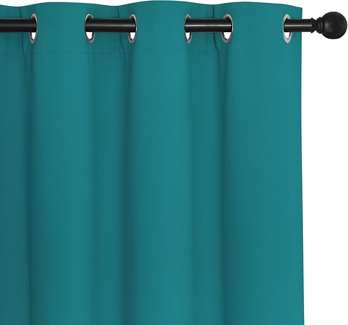 NICETOWN Room Divider Curtain 132 Inches Long, Wide Blackout Sliding Door Curtain for Bedroom, Room Darkening Privacy Window Curtain for Patio Door (1 Panel Set, Peacock Teal, 80 x 132 Inch)