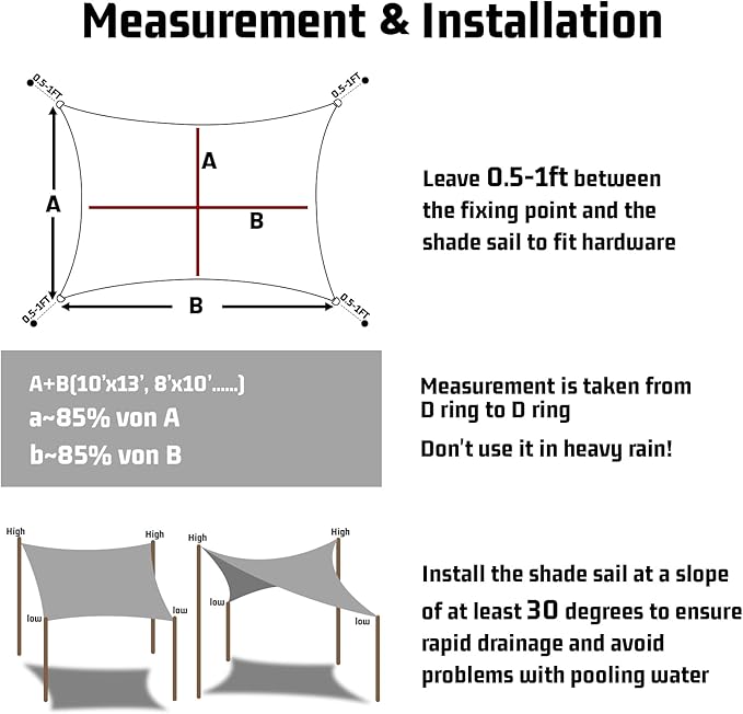 LOVE STORY Rectangle 9'x9' Waterproof Sun Shade Sail Canopy UV Block for Outdoor Patio Backyard Carport,Dark Grey(We Make Custom Size)