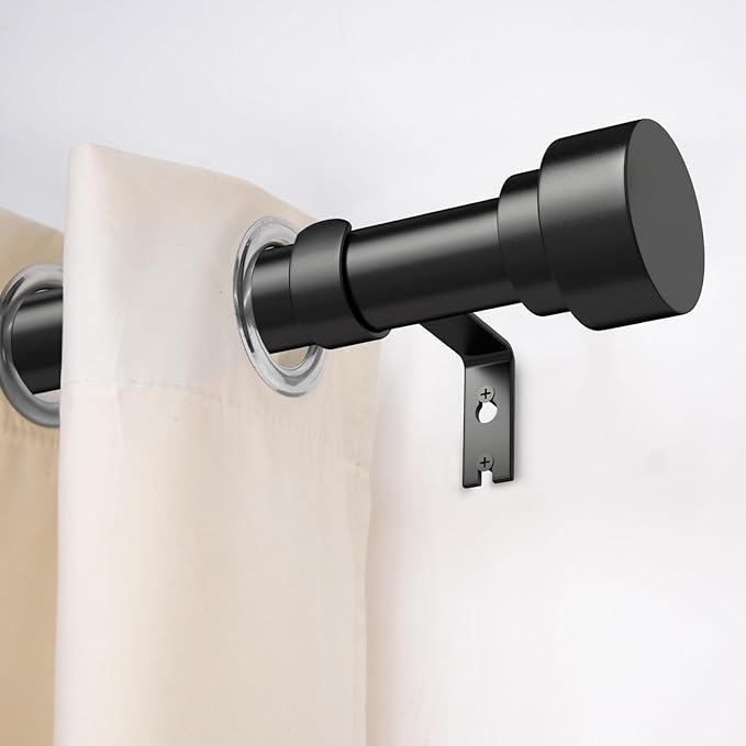 2 Pack Curtain Rods for Windows 66 to 120, 1 Inch Black Adjustable Heavy Duty Extra Long Curtain Rod with End Caps, Modern Indoor Outdoor Window Drapery Rods for Patio Bedroom, Size 32"-120"