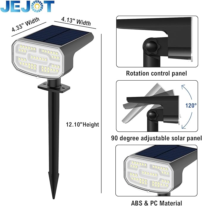 Solar Spotlights, Super Bright LED, 2 CCT Warm & Cool Light, Solarspot Lights for Outside Landscape Auto On/Off -2 Pack