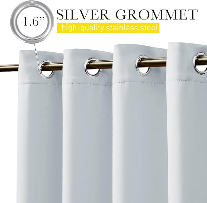 NICETOWN 2 Panels Outdoor Curtains Waterproof Extra Long 95" for Patio, Windproof Top & Bottom Grommet & Back Tab Weighted Blackout Outdoor Drapes with Rope for Fixed, 84" Wide, Greyish White