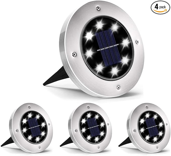 INCX 4.6 inch Solar Lights for Outside, 4 Pack Solar Light Outdoor Waterproof, Garden Lights Landscape Lighting for Lawn Yard Deck Driveway Walkway White