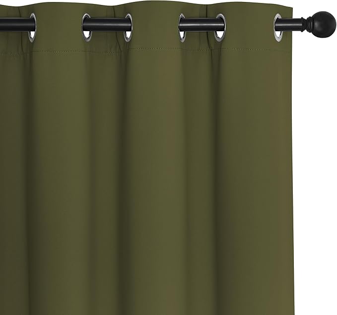 NICETOWN Blackout Curtains 54 Inches Long, Thermal Insulated Room Darkening Curtains for Bedroom, Window Treatment Drapes for Living Room Nursery (W66 x L54 Inch, Olive Green, 1 Panel)