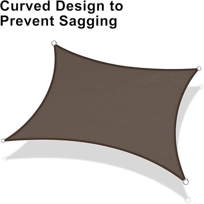 LOVE STORY Custom Size 16'x18' Brown Sun Shade Sail Rectangle UV Block Canopy Patio Sail Sunshades Fabric for Outdoor Garden Carport (We Make Custom Size)