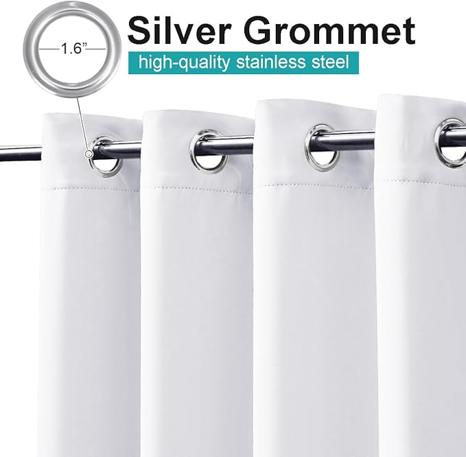 NICETOWN Waterproof Outdoor Curtain 84 inches Long, Sun Blocking Thermal Insulated Shade Weatherproof Privacy Curtain for Porch/Pergola/Garden, 1 Panel, W52 x L84 inch, Pure White